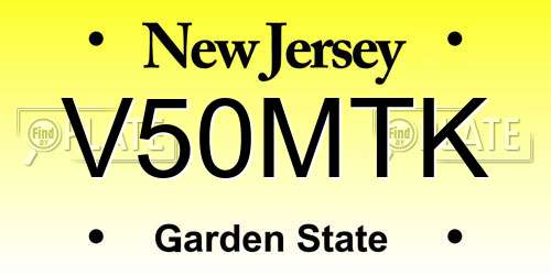 V50MTK New Jersey License Plate
