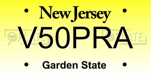V50PRA New Jersey License Plate