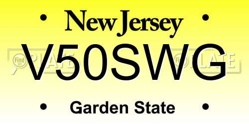 V50SWG New Jersey License Plate