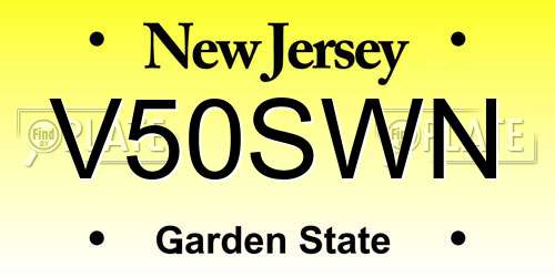 V50SWN New Jersey License Plate