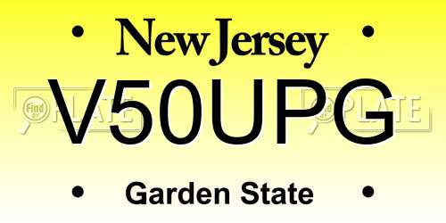 V50UPG New Jersey License Plate