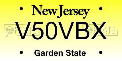 V50VBX New Jersey License Plate