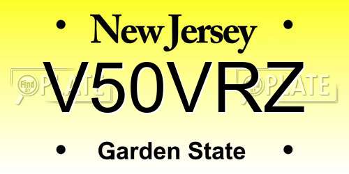 V50VRZ New Jersey License Plate