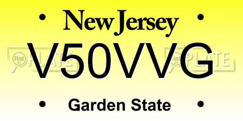 V50VVG New Jersey License Plate