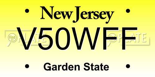 V50WFF New Jersey License Plate