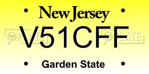 V51CFF New Jersey License Plate