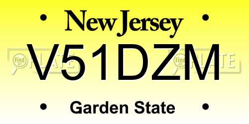 V51DZM New Jersey License Plate