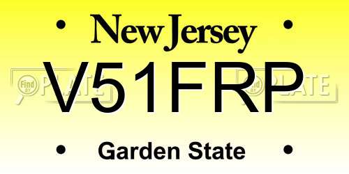 V51FRP New Jersey License Plate