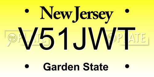 V51JWT New Jersey License Plate