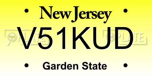 V51KUD New Jersey License Plate