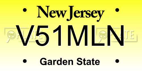 V51MLN New Jersey License Plate