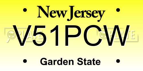 V51PCW New Jersey License Plate