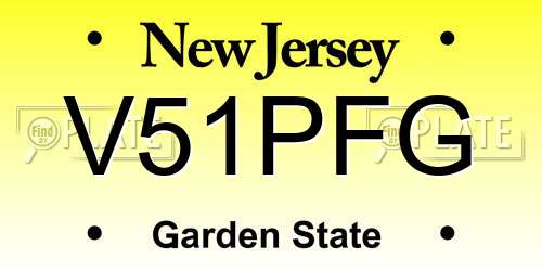 V51PFG New Jersey License Plate