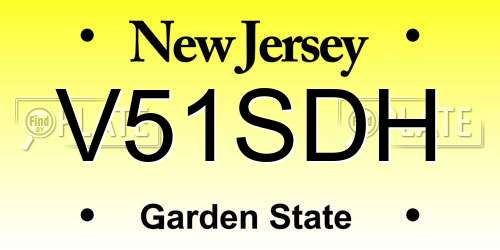 V51SDH New Jersey License Plate
