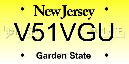 V51VGU New Jersey License Plate