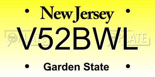 V52BWL New Jersey License Plate
