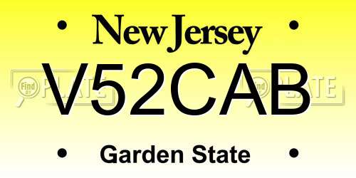 V52CAB New Jersey License Plate