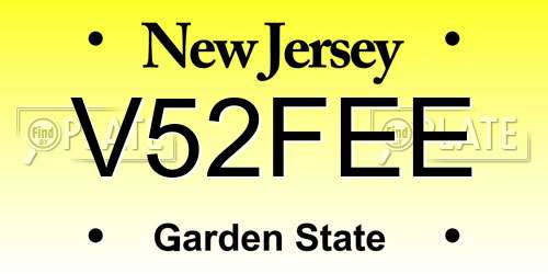 V52FEE New Jersey License Plate