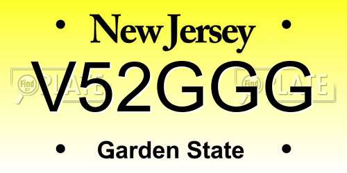 V52GGG New Jersey License Plate