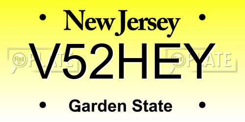 V52HEY New Jersey License Plate