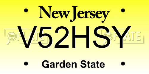 V52HSY New Jersey License Plate