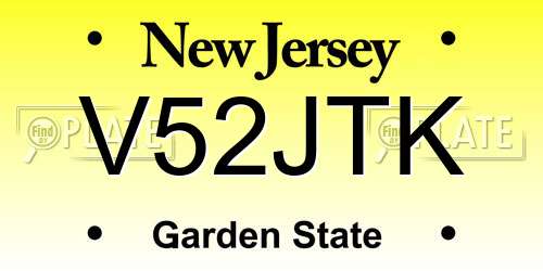 V52JTK New Jersey License Plate