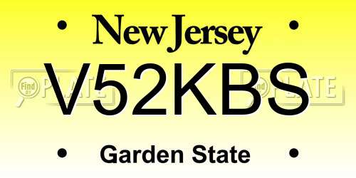 V52KBS New Jersey License Plate