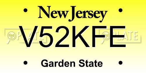 V52KFE New Jersey License Plate