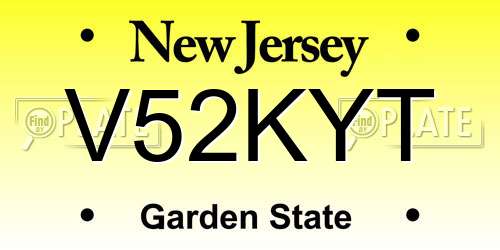 V52KYT New Jersey License Plate