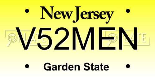 V52MEN New Jersey License Plate