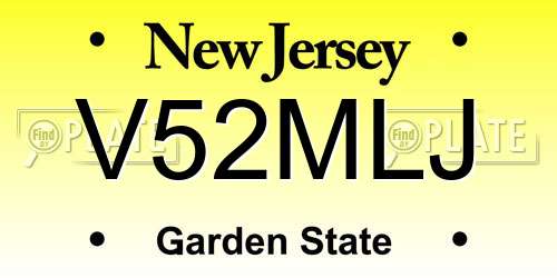 V52MLJ New Jersey License Plate