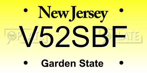 V52SBF New Jersey License Plate