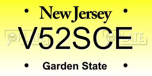 V52SCE New Jersey License Plate