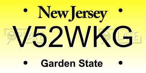 V52WKG New Jersey License Plate