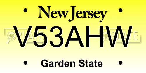 V53AHW New Jersey License Plate