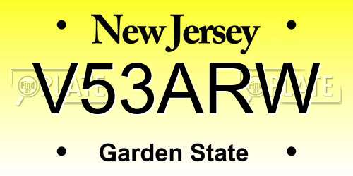 V53ARW New Jersey License Plate