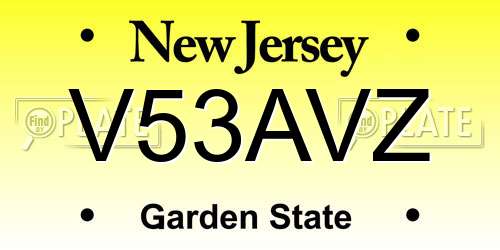 V53AVZ New Jersey License Plate