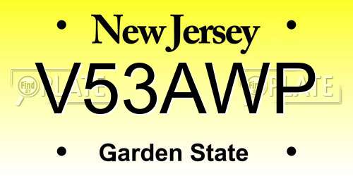 V53AWP New Jersey License Plate