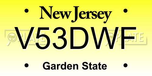 V53DWF New Jersey License Plate