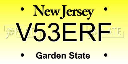 V53ERF New Jersey License Plate