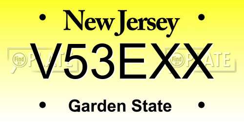 V53EXX New Jersey License Plate