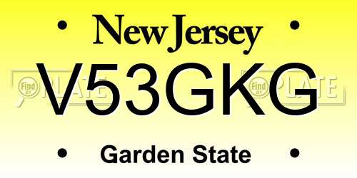 V53GKG New Jersey License Plate