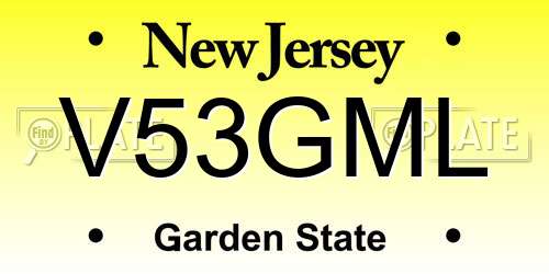 V53GML New Jersey License Plate