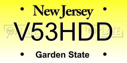 V53HDD New Jersey License Plate
