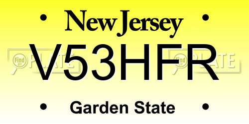 V53HFR New Jersey License Plate
