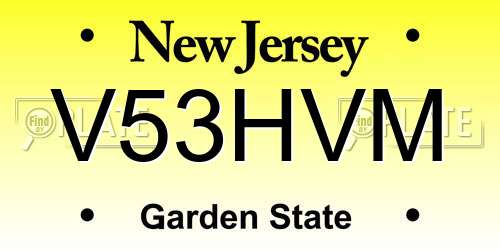 V53HVM New Jersey License Plate