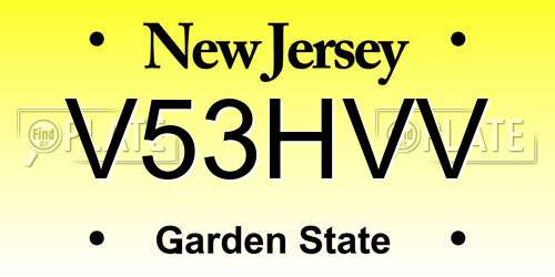 V53HVV New Jersey License Plate
