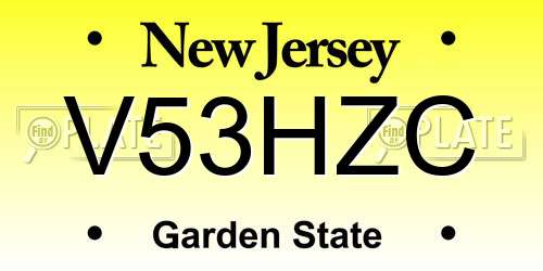 V53HZC New Jersey License Plate