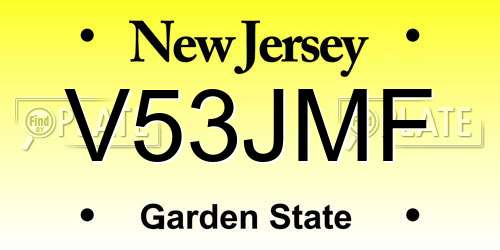 V53JMF New Jersey License Plate