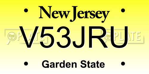 V53JRU New Jersey License Plate